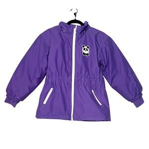 Mini Rodini Girls Purple Panda Bear Padded Ski Snow Jacket, size 9-11 years